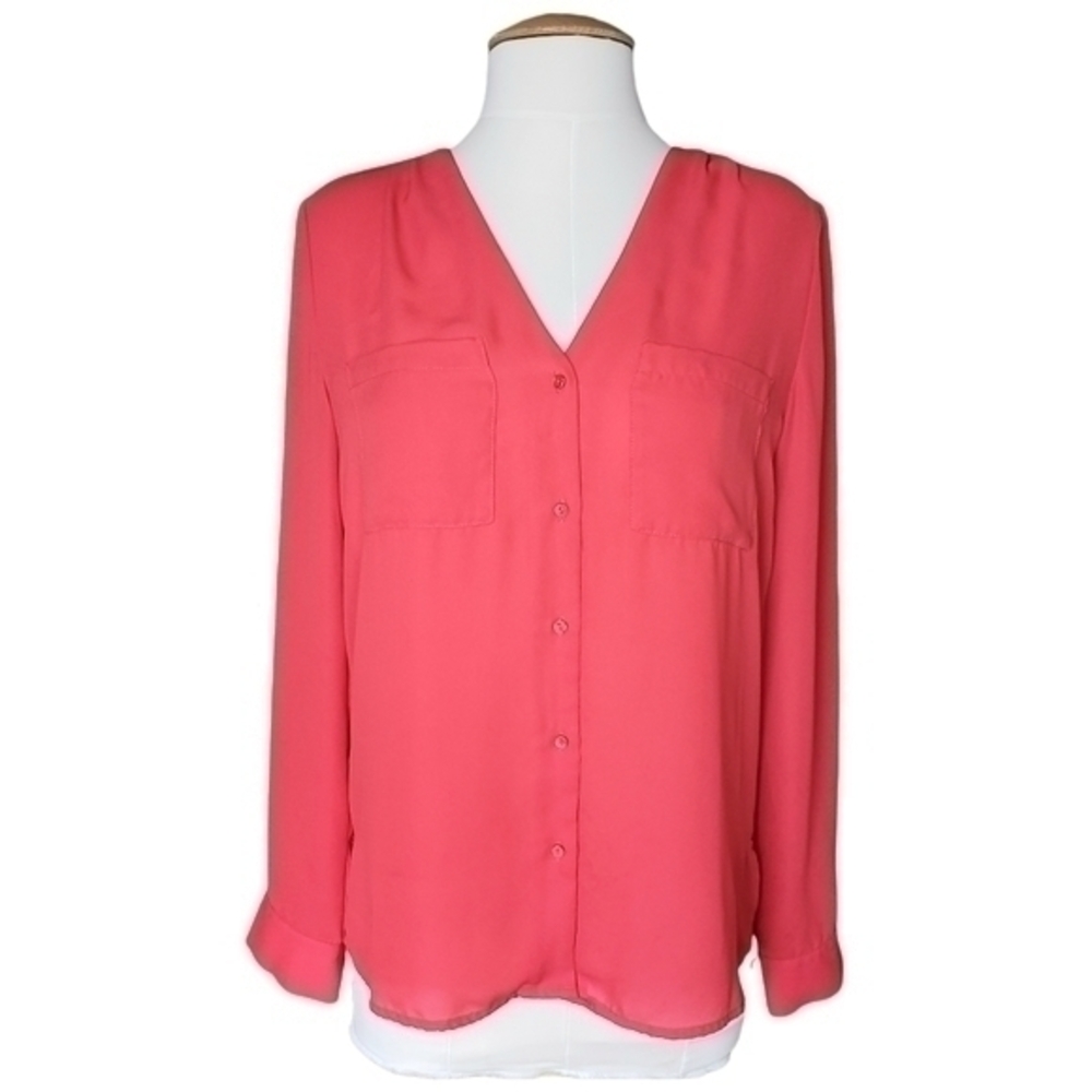 Forever 21 Contemporary V- Neck Button Down Blouse